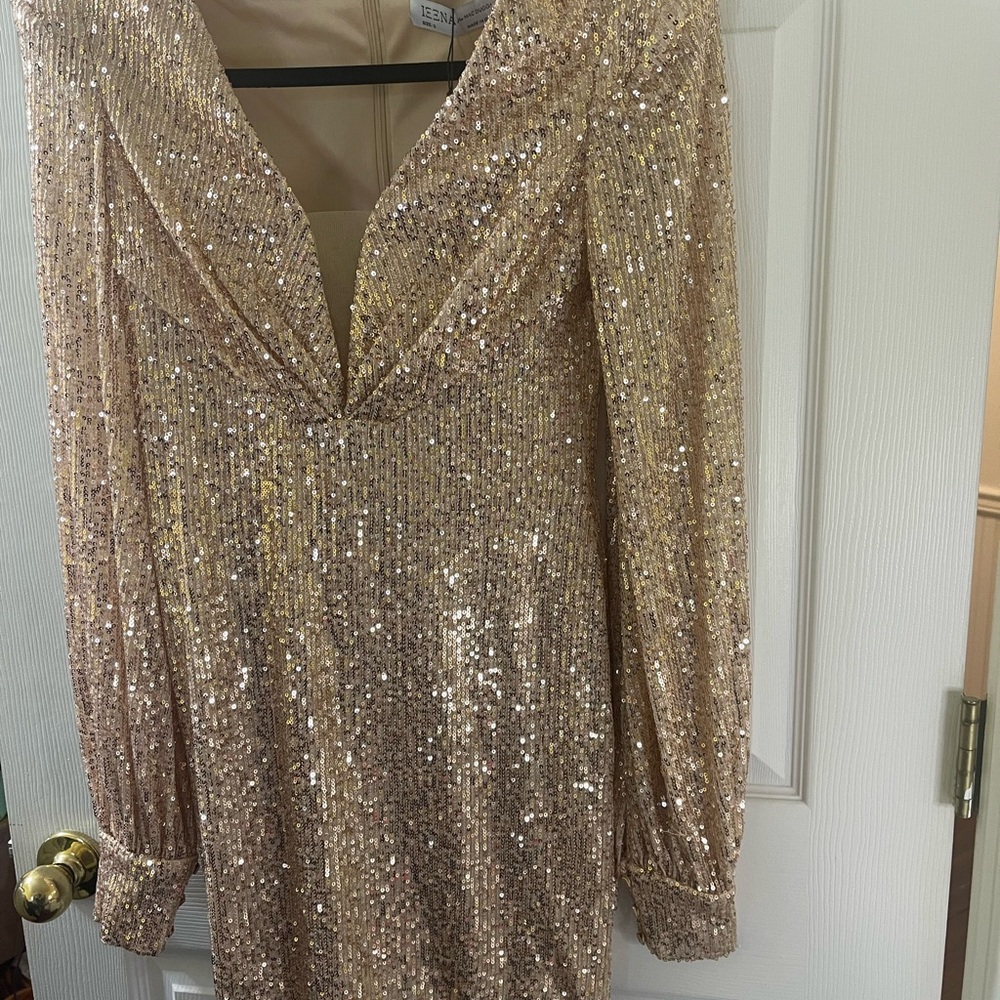 NWT Mac Duggal sequined mini dress size 2‎ color rose gold - Picture 4 of 10